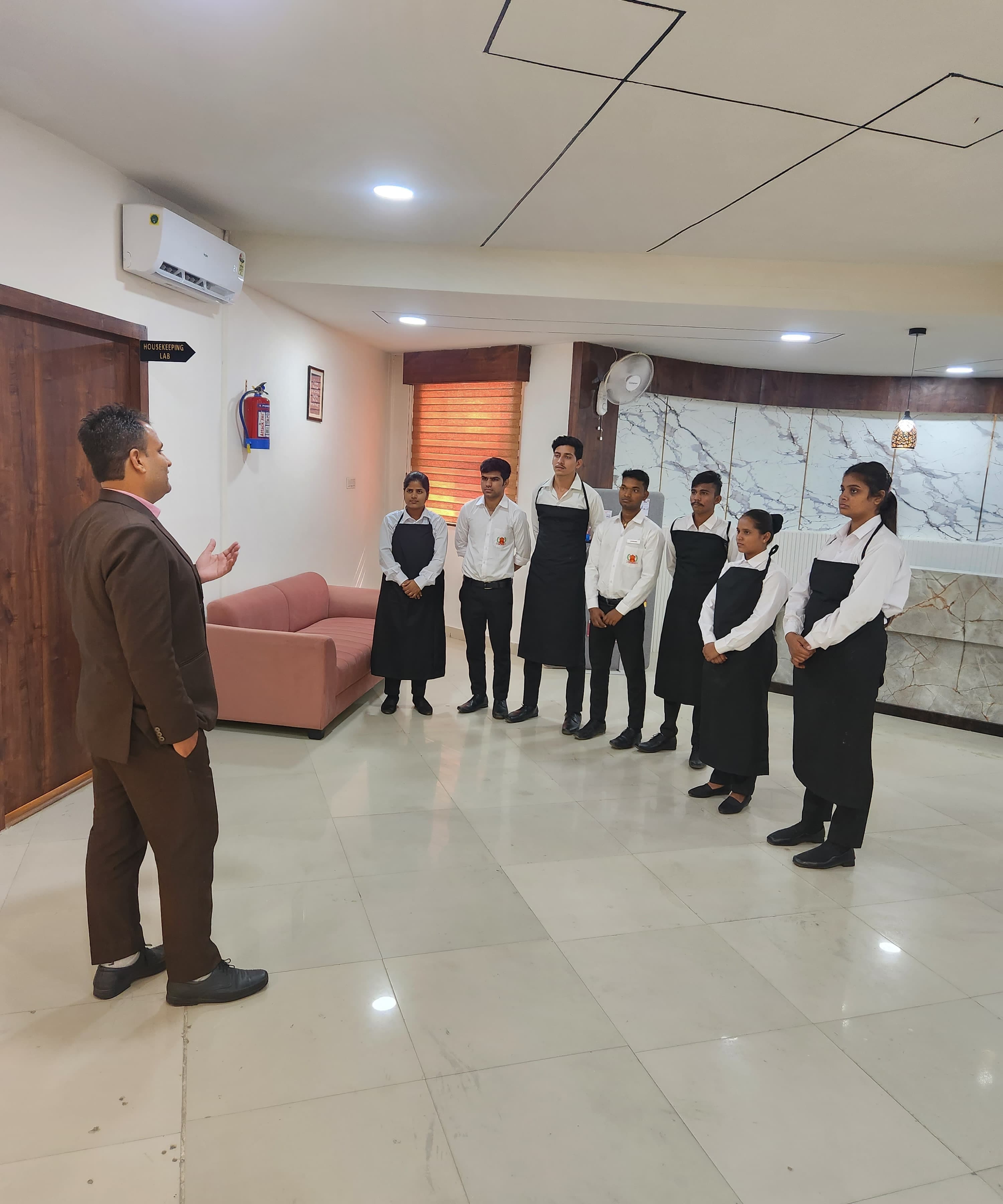 Students interacting in campus common area